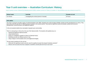 Year 5 unit overview * Australian Curriculum: History