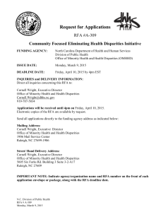RFA A309 Application Information - NC Office of Minority Health and