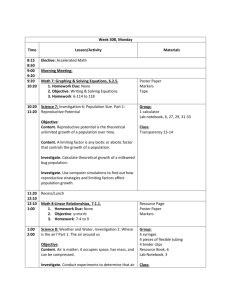 Week 30B, Monday Time Lesson/Activity Materials 8:15 8:50