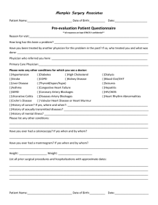 Pre-evaluation Patient Questionnaire