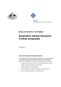 Australian market structure - Best Practice Regulation Updates