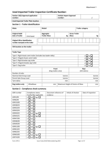 Used Imported Trailer Inspection Certificate Number