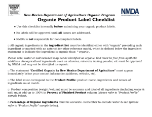 Organic Product Label Checklist