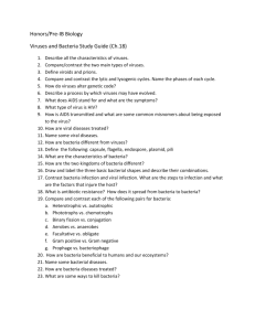 Honors/Pre-IB Biology Viruses and Bacteria Study Guide (Ch.18