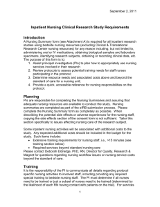 Clinical Research Study: Nursing Summary Form