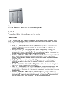 72 cu. ft. 6-Section Half Door Reach-In Refrigerator: Must contain a