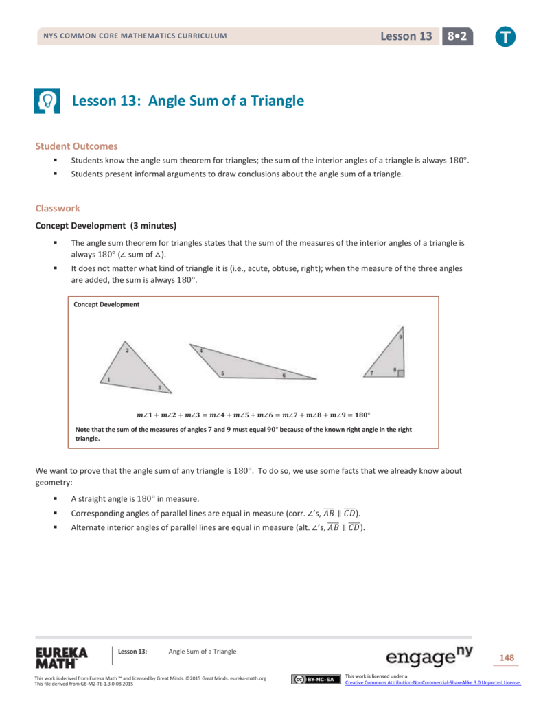 Lesson 13 Angle Sum Of A Triangle