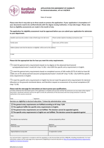 Form 1 - Application for general eligibility
