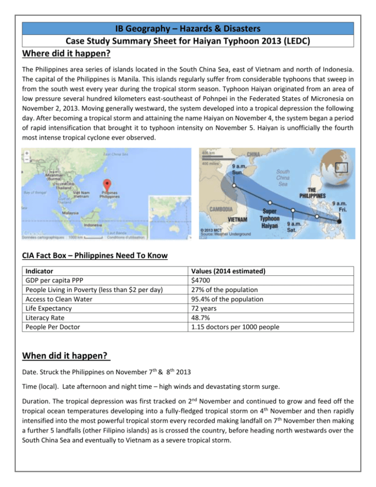 typhoon haiyan case study quizlet
