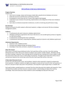 SQL Server Admin Certificate Outline detailed