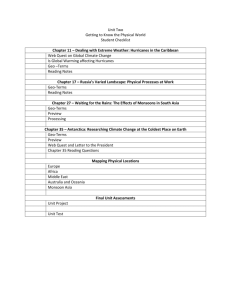 Student checklist for Unit Two extreme climate and