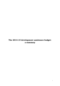 The 2014-15 development assistance budget: a summary