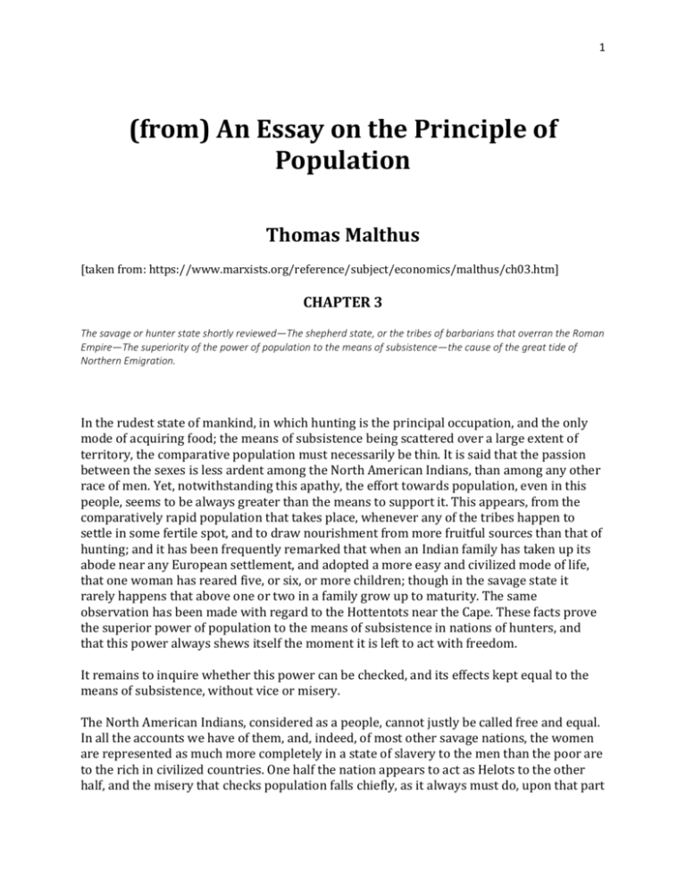 an essay on the principle of population mla citation