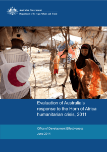 Australia`s response to the Horn of Africa Humanitarian crisis, 2011