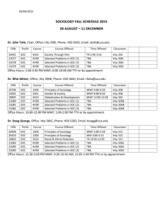 sociology, criminology, & anthropology fall schedule 2015