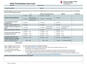 IUSCC Prioritization Scoring Card