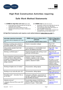 Guide to High Risk Construction Work requiring SWMS