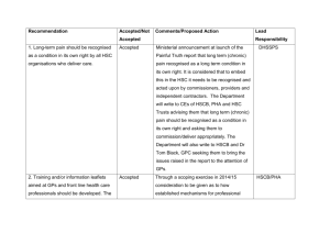 Table outlining accepted recommendations