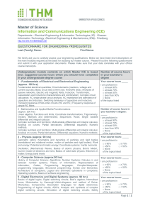 Questionnaire on Engineering Prerequisites