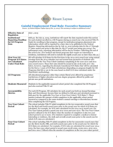 Gainful Employment Final Rule: Executive Summary