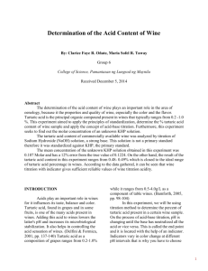 Determination of the Acid Content of Wine