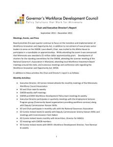 Chair`s Report - Minnesota Governor`s Workforce Development