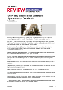Short-stay dispute dogs Watergate Apartments at Docklands