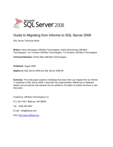 Informix to SQL Server 2008