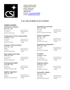 fall 2014 schedule of courses - CSI Off-Campus Centers