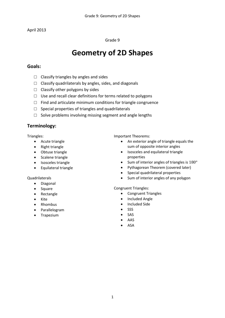 Geometry Of 2d Shapes