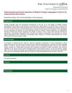 Improving the perceived relevance of Modern Foreign Languages in
