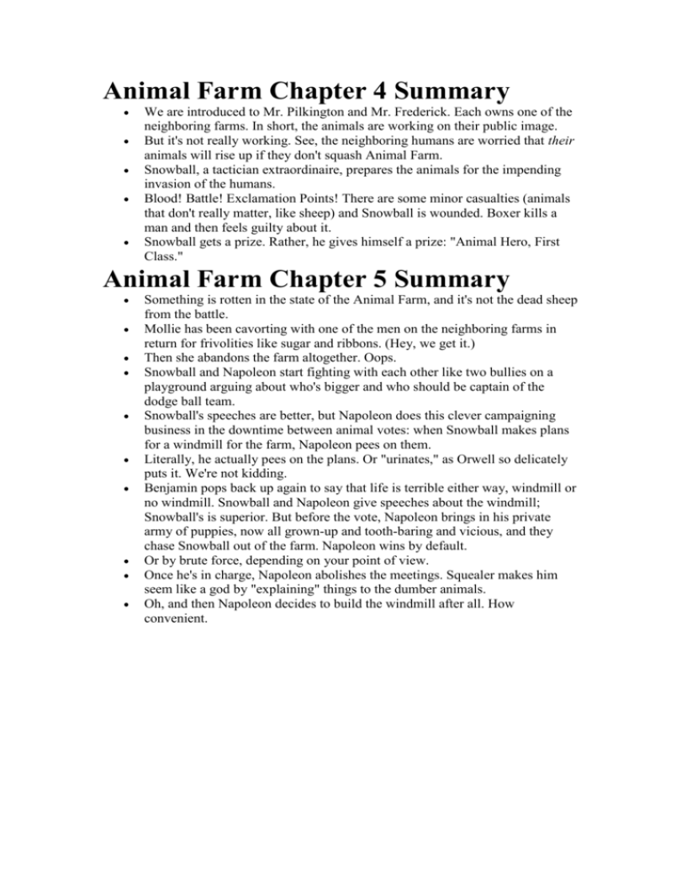 Animal Farm Chapter 4 Summary