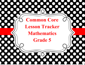 Common Core Lesson Tracker Mathematics Grade 5 Operations