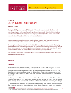 2014 Seed Trials Report - University of Minnesota Extension