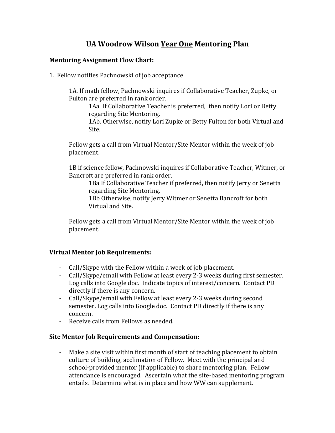 Mentoring Plan Example