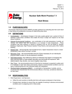 Nuclear Safe Work Practice 7.1 Heat Stress Purpose
