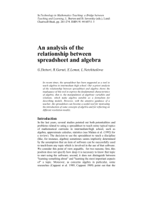 An analysis of the relationship between spreadsheet and algebra G