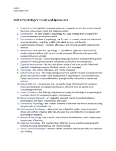 Unit 1: Psychology`s History and Approaches - Course