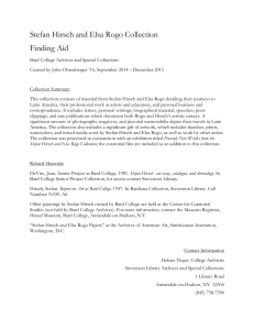 Stefan Hirsch and Elsa Rogo Papers: Finding Aid Stefan Hirsch and
