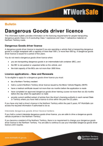 Dangerous goods driver licence