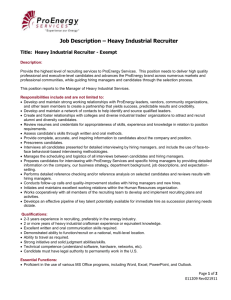 Job Description – Heavy Industrial Recruiter