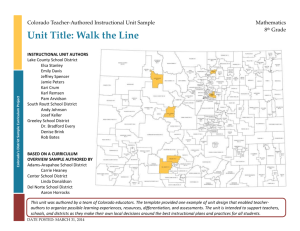 Unit Title: Walk the Line - Colorado Department of Education