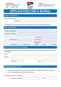 Application for Burial - Northern Midlands Council