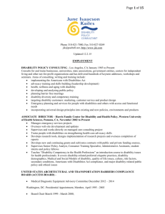 Printable CV last updated 12/15 - June Isaacson Kailes, Disability