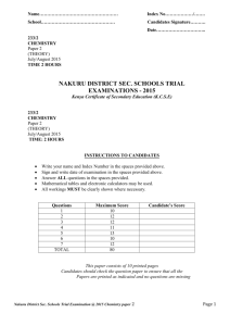 nakuru district sec. schools trial examinations - 2015