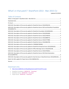 Whats in that patch – SharePoint 2013