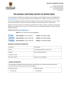 Tri-Council doctoral Notice of Intent (NOI)
