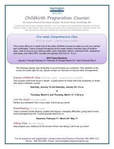 Childbirth Courses - 2015 Schedule