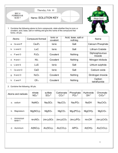 Sec 4 Formative QUIZ 7 Name: solution key 100 100 Thursday, Feb