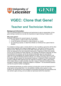 VGEC: Clone that Gene! - University of Leicester
